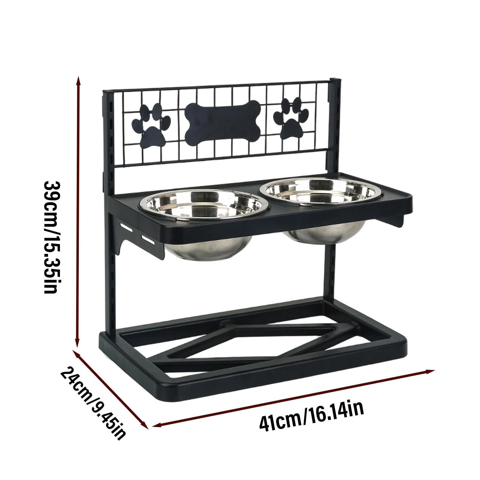 Mangiatoia Rialzata Per Cani Altezza Regolabile Pasto Lento | Supporto Rialzato A 2 Ciotole Con Contenitore Per Soggiorno Balcone Cucina Giardino Acqua Pollo A Cubetti Brodo Di Ossa