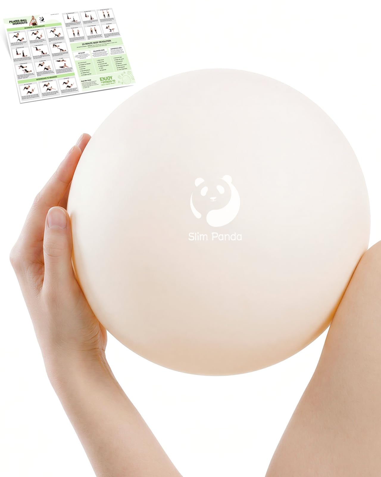 Slim Panda 8 Inch Thick Matte Pilates Ball with Pump, 20cm Yoga Ball for Core Training, Balance, Stability, Anti-Leakage Valve