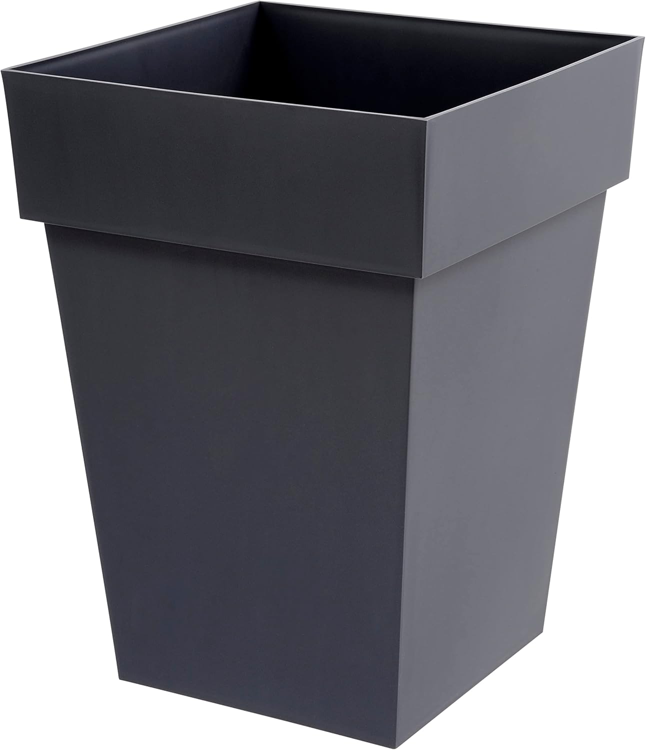 EDA Plastiques Tuscany 13628 G.ANT SX3 Mid-Height Square Garden Planter Polypropylene Charcoal Grey 39 x 39 x 53 cm