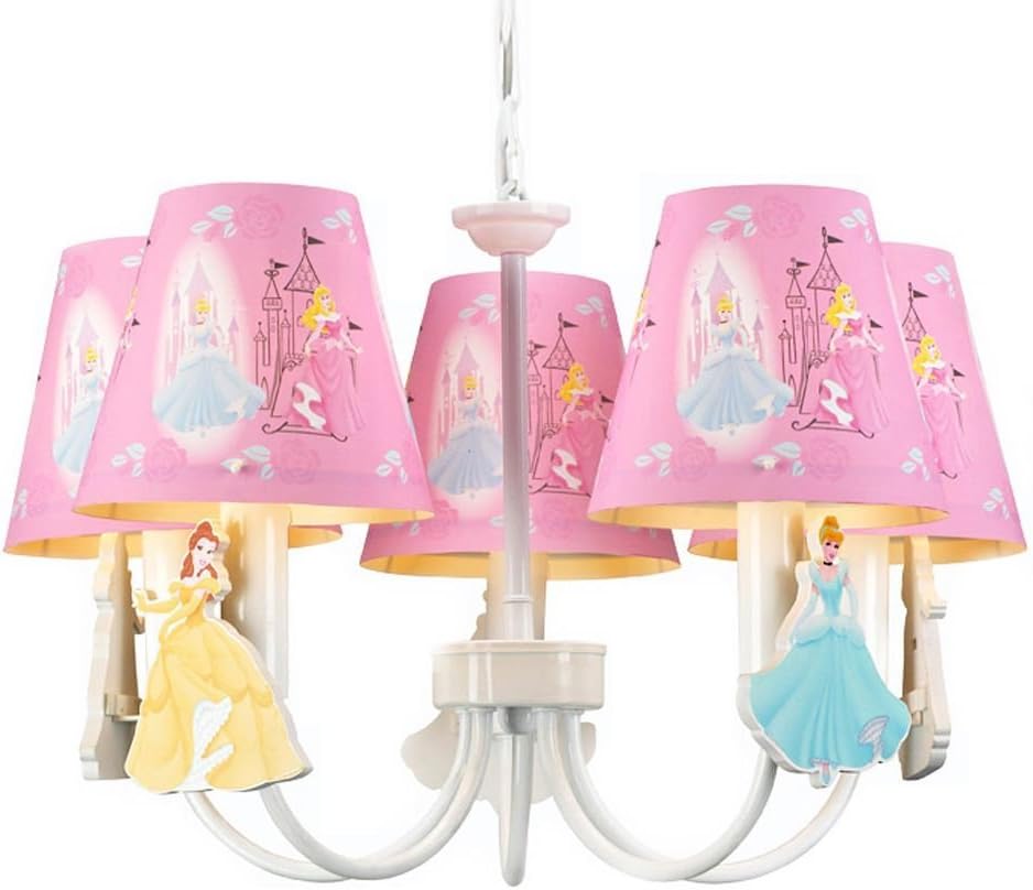 OOVOV Cartoon Chandelier Princess Room Pink Cute Girls Room Pendant Lamp Child Bedroom Pendant Light