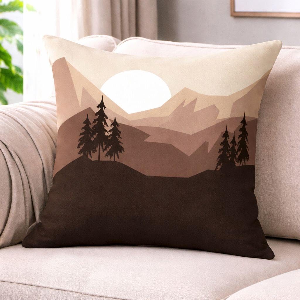 Velvet Cushion Cover 24x24 Inch – Set of 6 Decorative Throw Pillow Covers for Sofa, Couch or Bed – Designer Printed Square Cushion Covers – Home Décor (Brown)-image-40