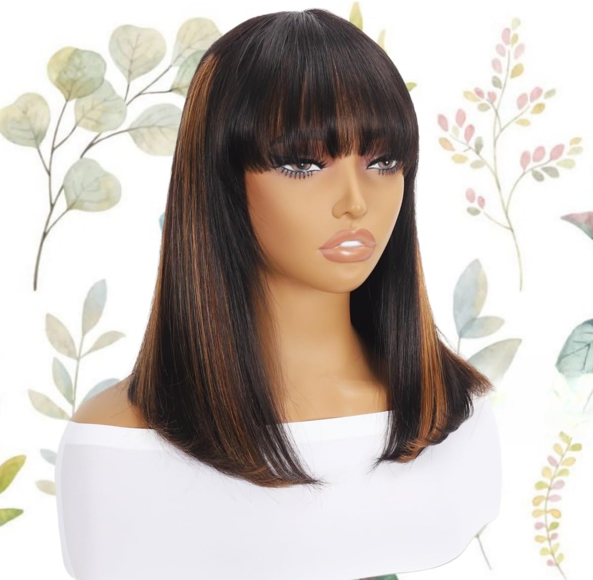 Bob Wig With Bang Human Hair Wigs Density Hair Remy Hair 10-14 inch Wigs