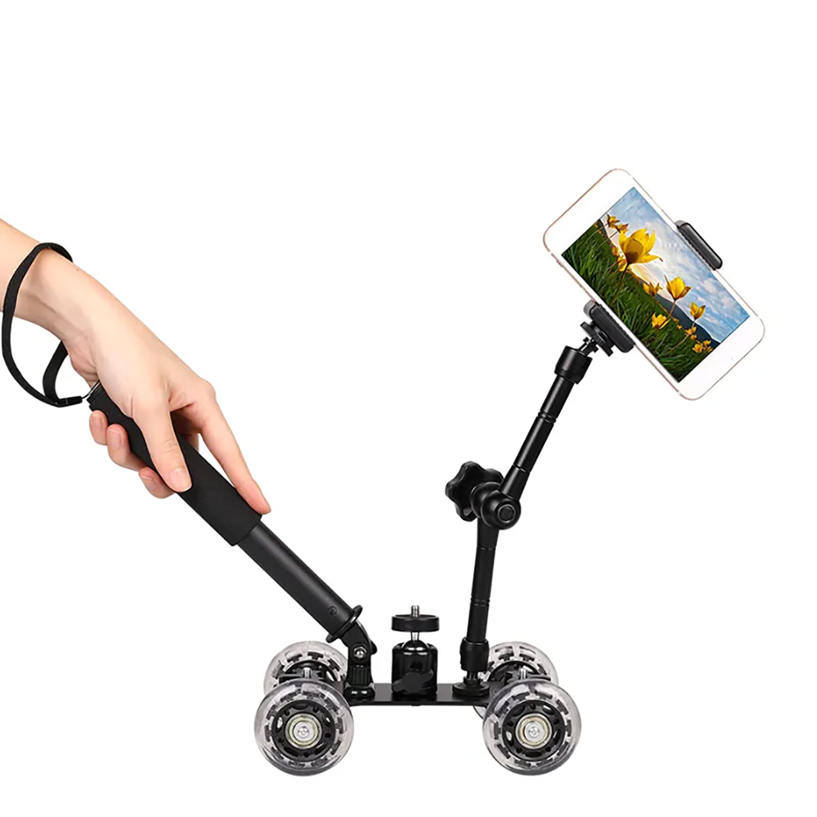 Rueda Dolly para Cámara, Mini Cámara Dolly Roller con Carga De 10 Kg Y Escala Precisa, Equipada con Tornillos De 1/4, para La Mayoría De Las Rótulas Y Brazos Mágicos