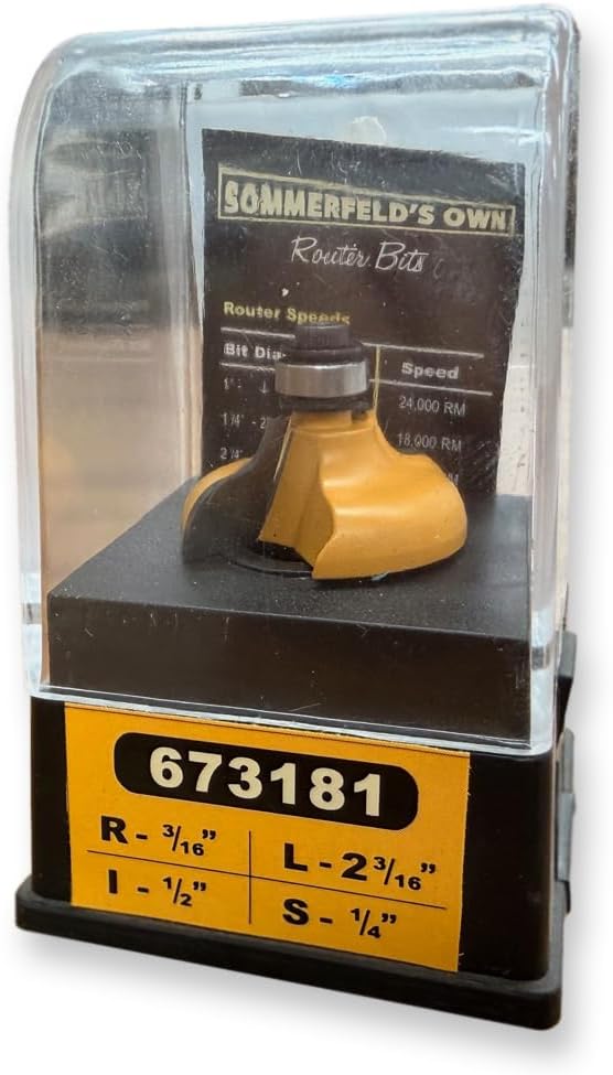Sommerfeld Ogee Router Bit Woodworking Tool w/Beading w/3/8Brg 3/16CR,1-1/4CD,1/2CL,2-3/16OL,1/4SH