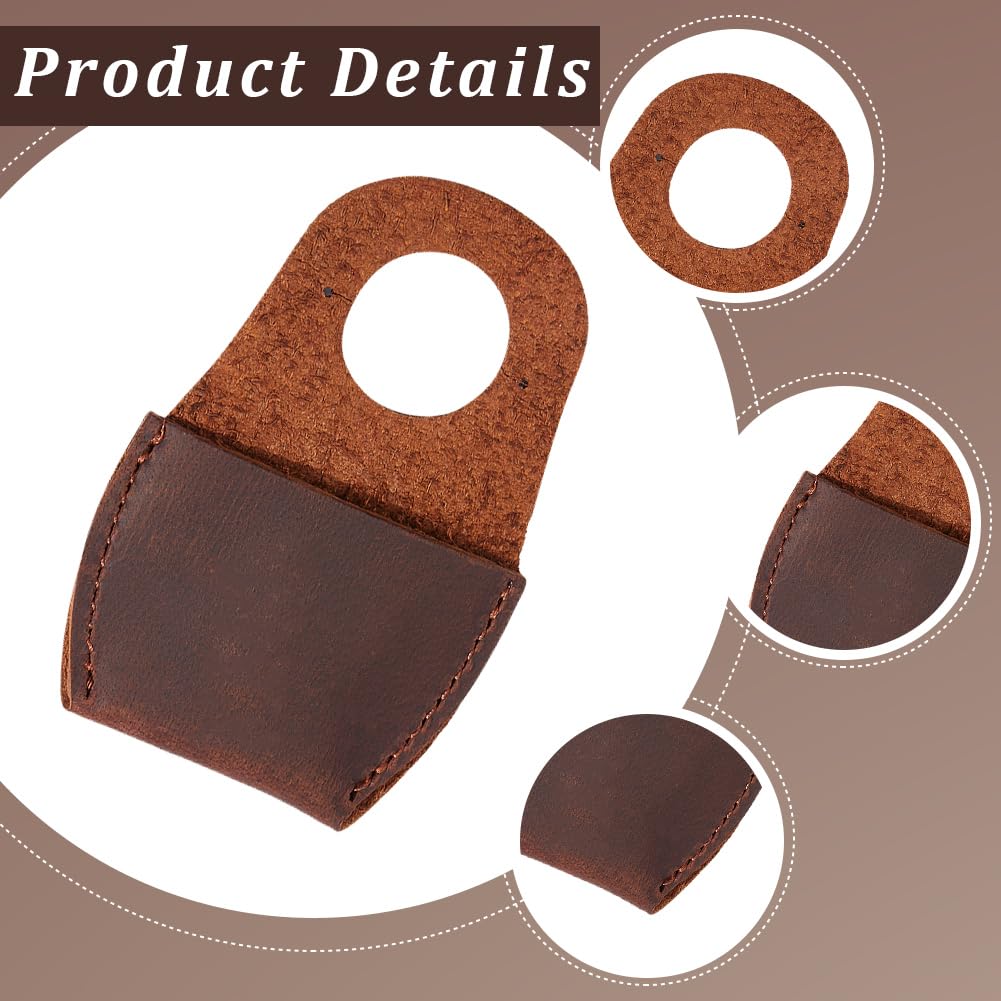 2 Pieza de Protector de Pulgar de Cuero Genuino para Tallado de Madera, Protector de Dedos de Piel de Vaca, Tapa de Pulgar de Cuero de Grano Completo Negro Y Marrón, Accesorio