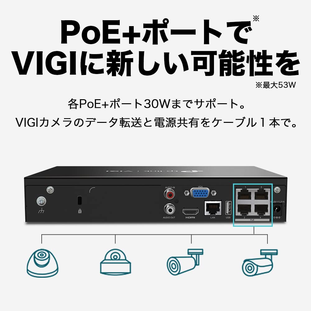 Amazon.co.jp: TP-Link VIGI 4チャンネル PoE+ 対応 ネットワーク