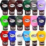 Twins Boxing Gloves BGVL3 Guantes de entrenamiento para Muay Thai de 10 onzas, 12 onzas, 14 onzas, 16 onzas, guantes de entrenamiento KickBoxing para adultos (16 onzas, negro)