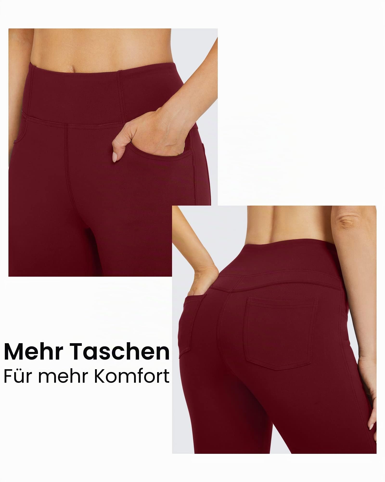 G4Free Activewear-Hosen für Damen mit 4 Taschen Bootcut Jeans Yoga Hosen Damen Stretch Hohe Taille Yogahose Training Schlaghose Fitness Arbeit Sporthose Klein/Regulär/Groß