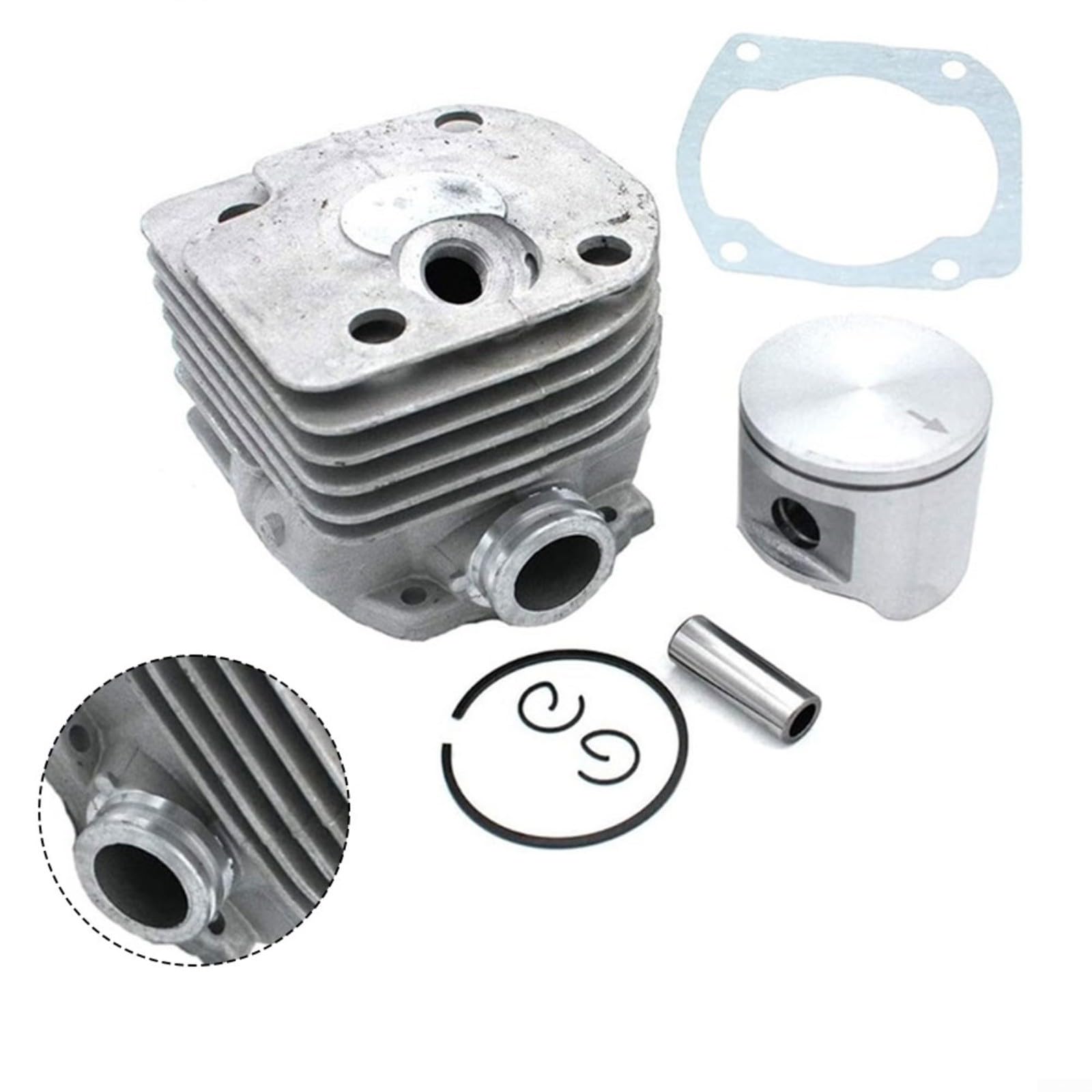 FUBESK PN 503939007 503939005 - Cilindro a porta rotonda da 48 mm per kit pistone motosega 365, set completo di ricambio in metallo con guarnizione