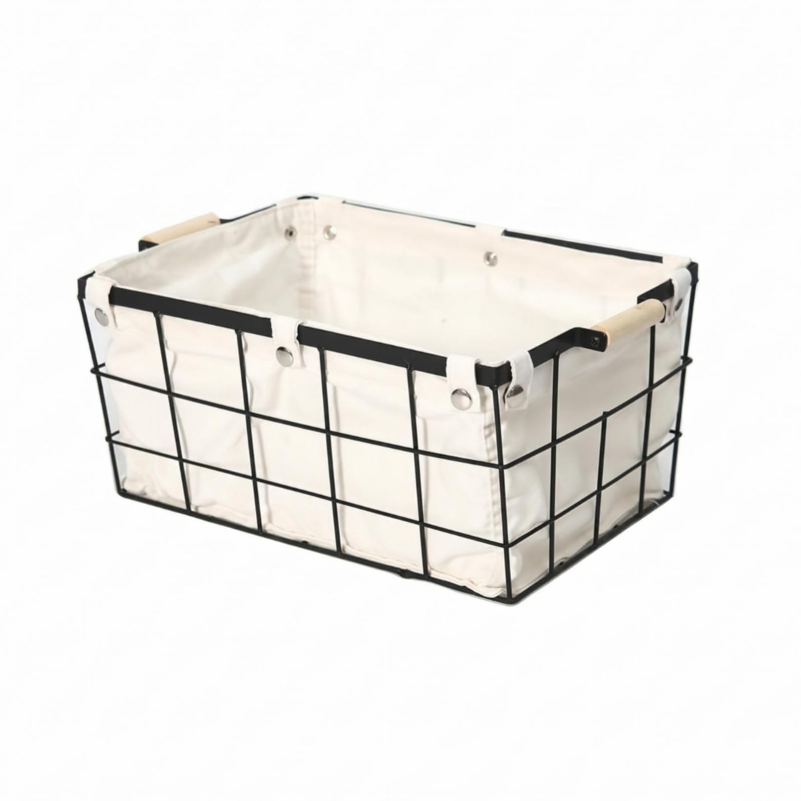 Panier en fil de fer noir avec doublure en tissu amovible, taille moyenne