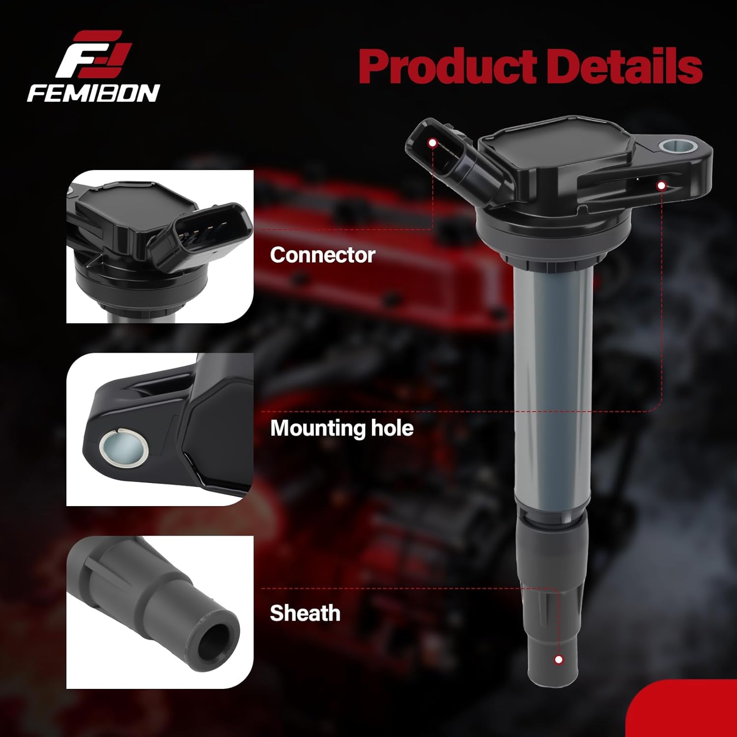 Ignition Coil Pack UF596 & Iridium Spark Plug for 2009 2010 2011 Toyota Corolla Matrix Prius 2012 2013 2014 2015 2017 Lexus Scion IM XD Pontiac Vibe 1.8L L4#OE UF619 90919-02258(4 PCS)