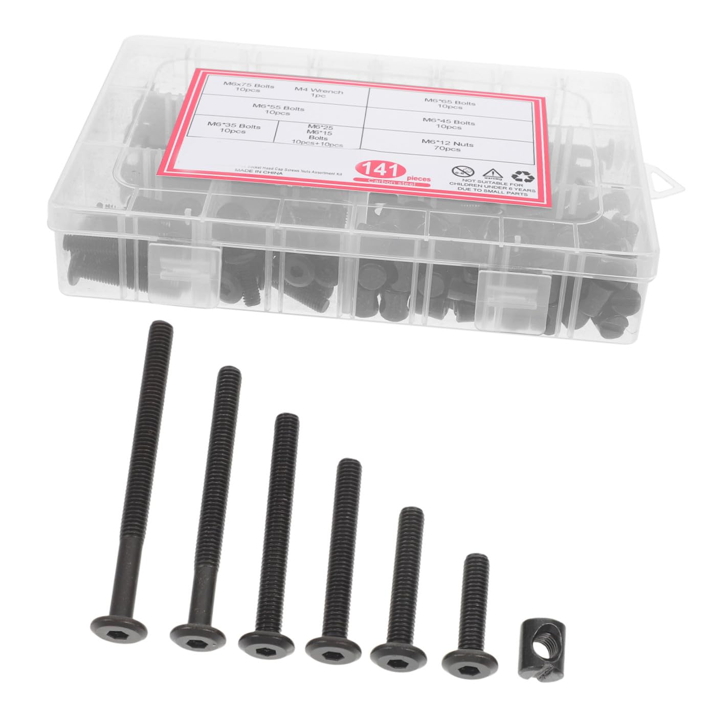 141pcs Bed Frame Hardware Replacement Kit Assorted Screws and Nuts for Furniture Assembly Compatible Cribs Chairs and Tables Easy to Install and Convenient Storage
