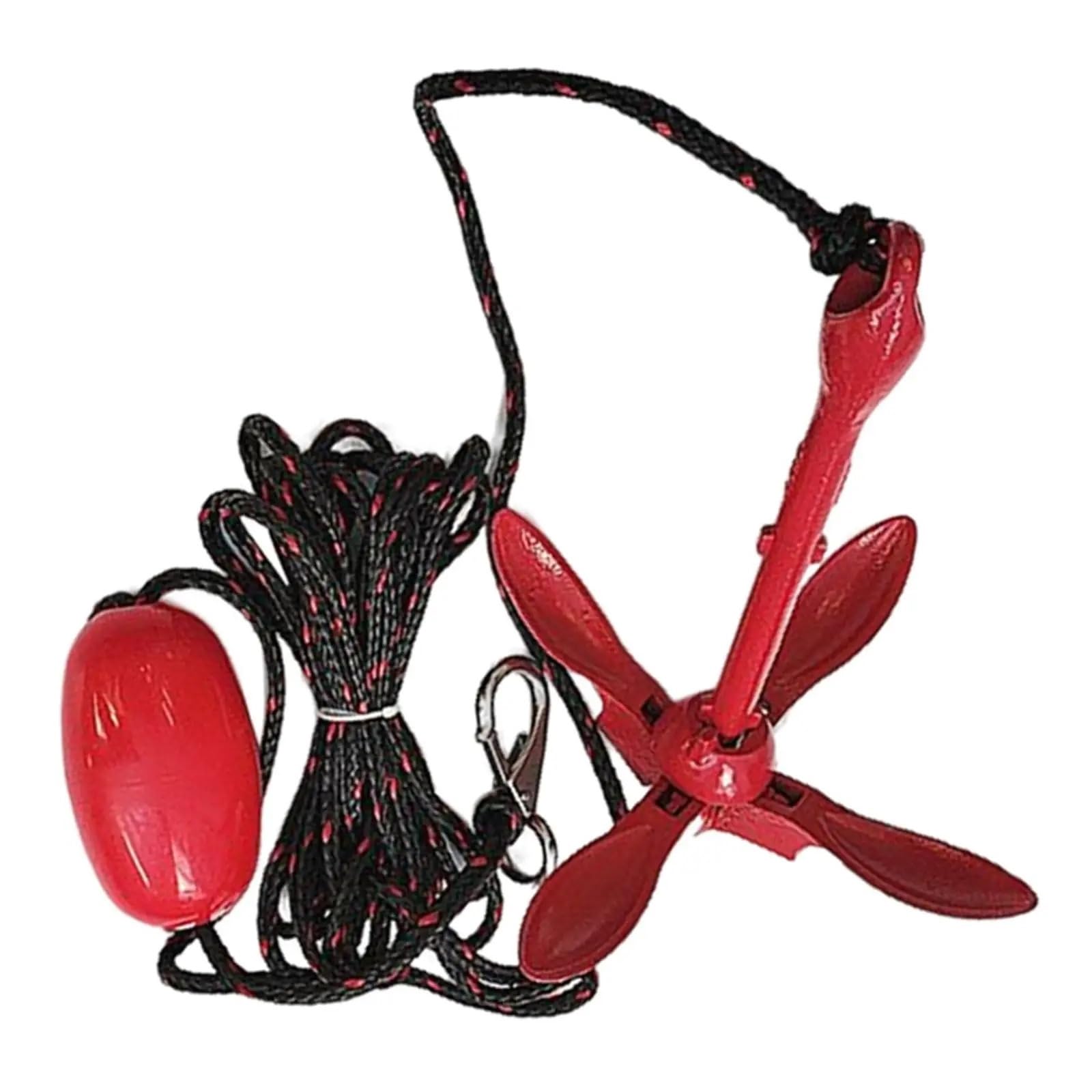 Soywim One Color Mooring Rope, Red 1.5Kg Anchor Folding Grapnel For Canoe High Performance 25 Feet Braid Rope