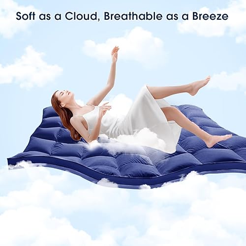 Miniatura 9 de CYMULA Cubrecolchón tamaño individual XL, funda de colchón para máxima comodidad, extra gruesa 5D plumón alternativo de nieve sobrellenado con
