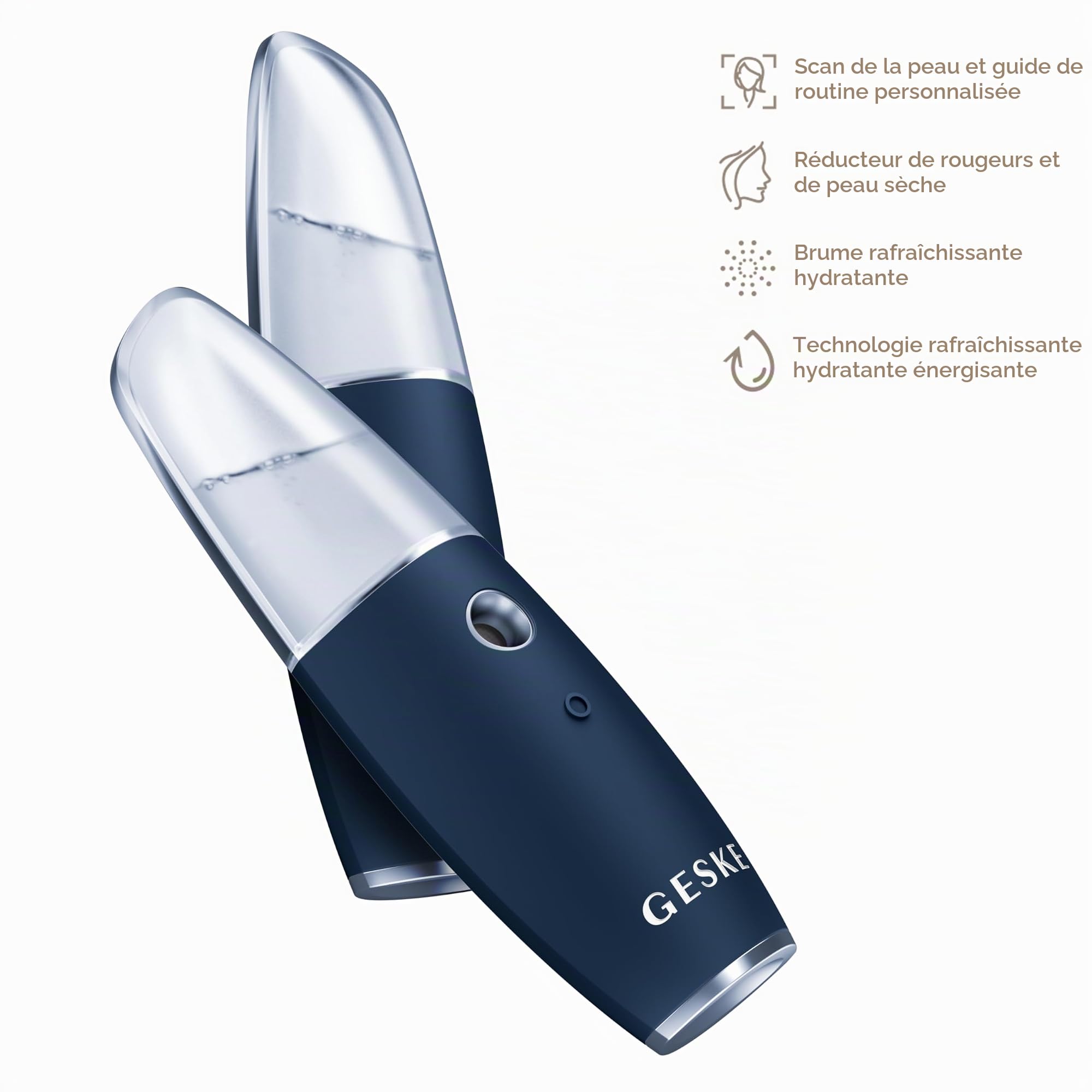 GESKE Facial Hydration Refresher | 4 in 1| Vaporisateur facial | SmartAppGuided™ | Atomiseur d'eau | Vaporisation d'eau | Brumisateur facial | Nettoyage visage | Cosmétiques