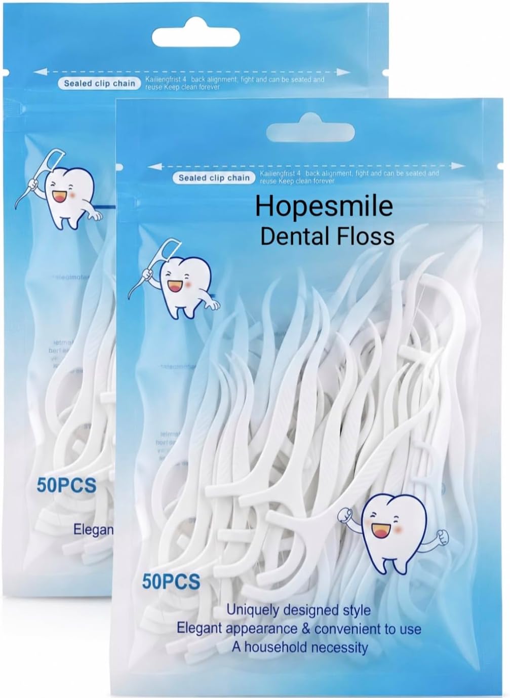 HopesmileBest 100 PieceSet Dental Floss Picks Greats Toothpick Floss Greats for Cleaner Teeth Fresh Breath Gums Healthy Natural 50 Piece Setof 2 Each 100 Piece