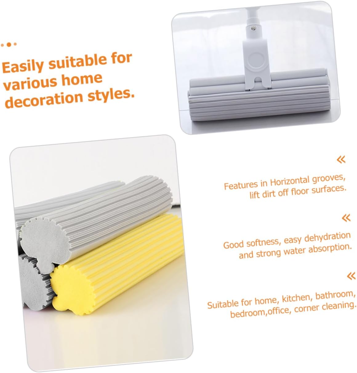 Didiseaon Super Absorbent Sponge Mop Refills Replacement Cleaning Mop for Efficient Floor Cleaning Random