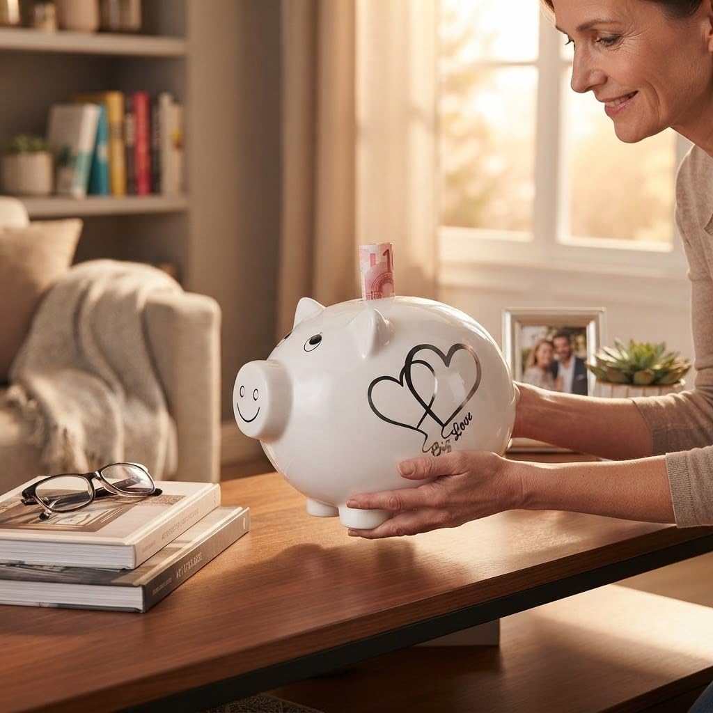 Casablanca Sparschwein Big Love - Keramik - mit Schloss und Schlüssel - abschließbar - Höhe 20 cm