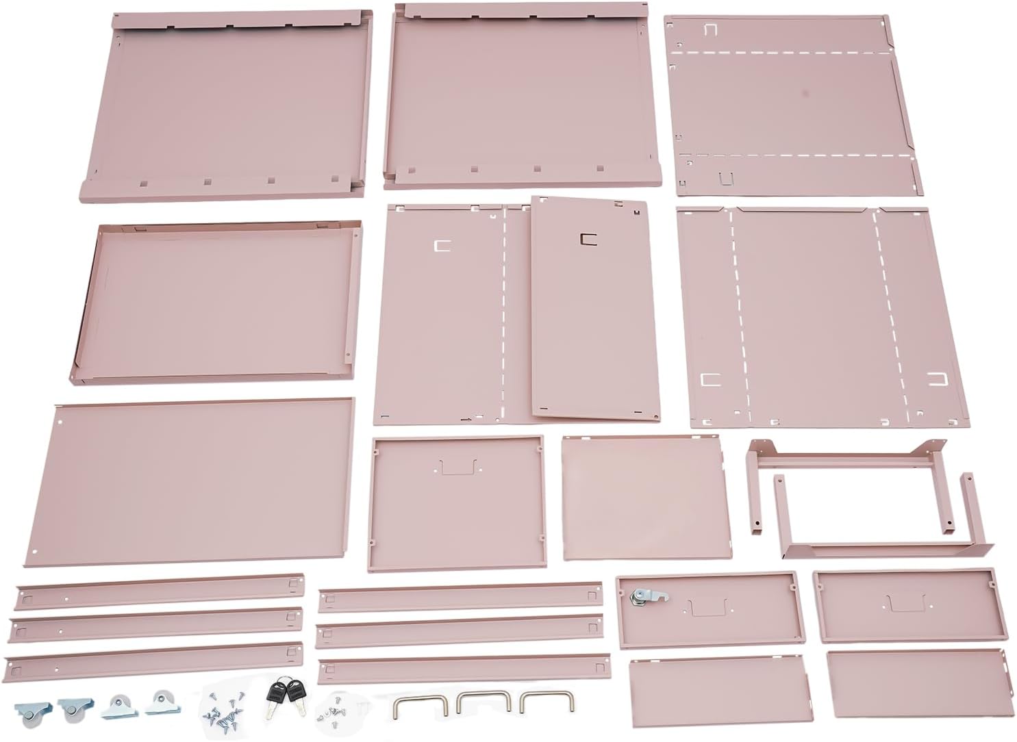 3-Drawer Vertical File Cabinet, Pink Metal Mobile File Cabinets with Lock, Filing Folders Storage Cabinet Under Desk for Home Office, 11" L * 16" W * 18.3" H