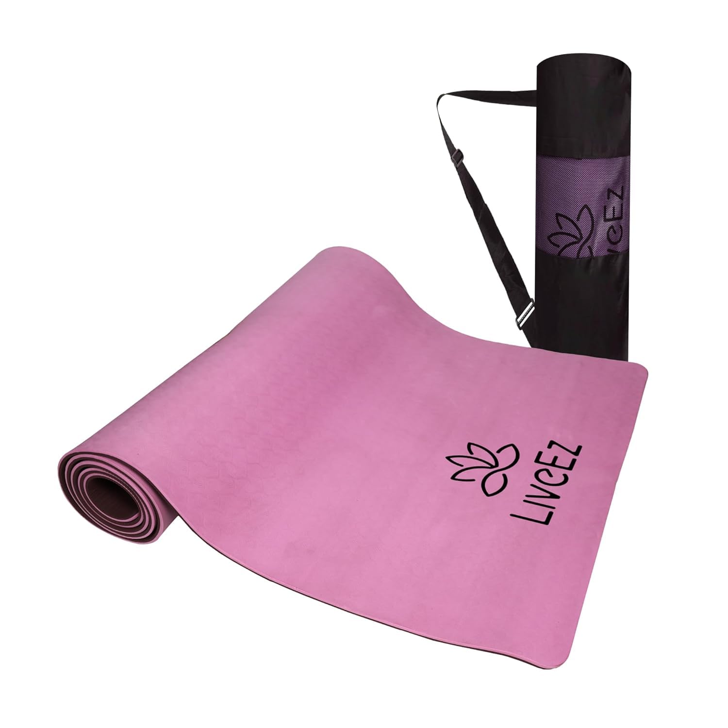 LiveEZ Anti-Skid Lightweight with perfect grip TPE Yoga Mat for Men and Women with Carry Bag (6mm, Pink & Wine color) (B0CQ2NTVWF) Amazon Price History, Amazon Price Tracker