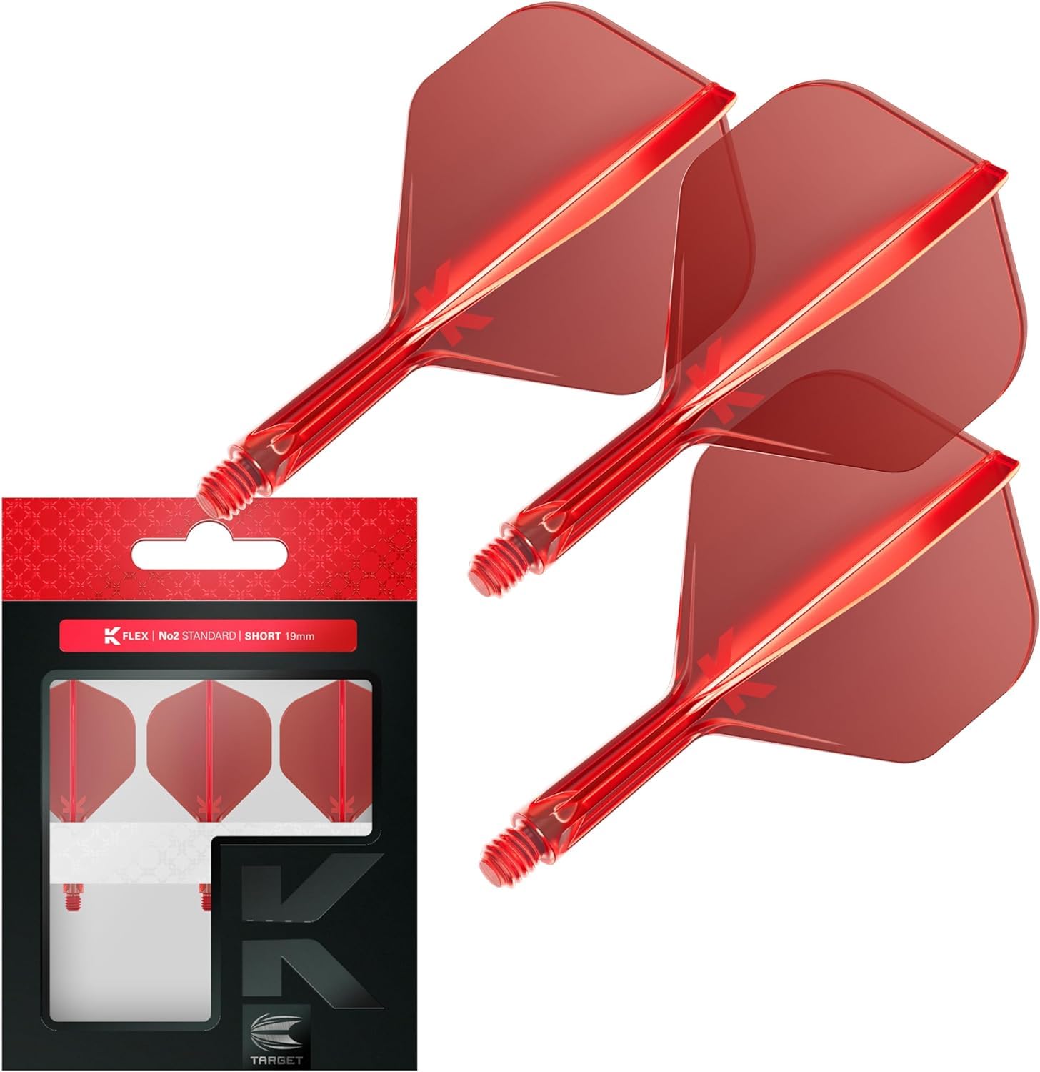 Target Darts K Flex Integrated Dart Flights And Shafts, No.2 Red (Short), Short (19mm)