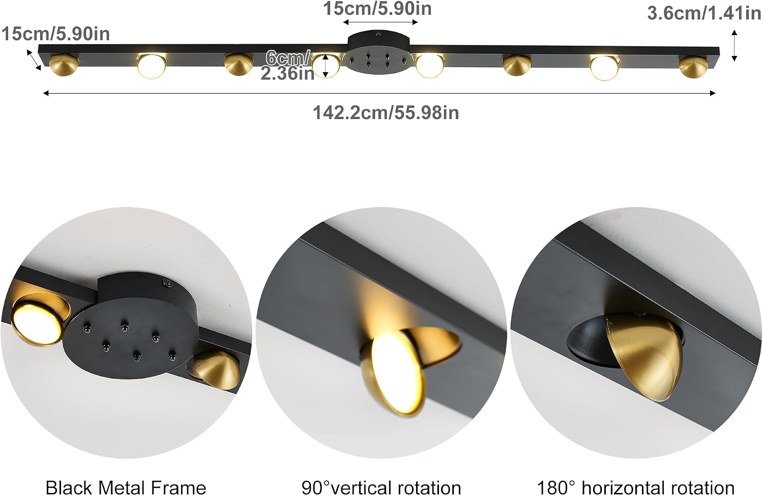 Diagram showing the dimensions of the Garwarm ceiling light fixture