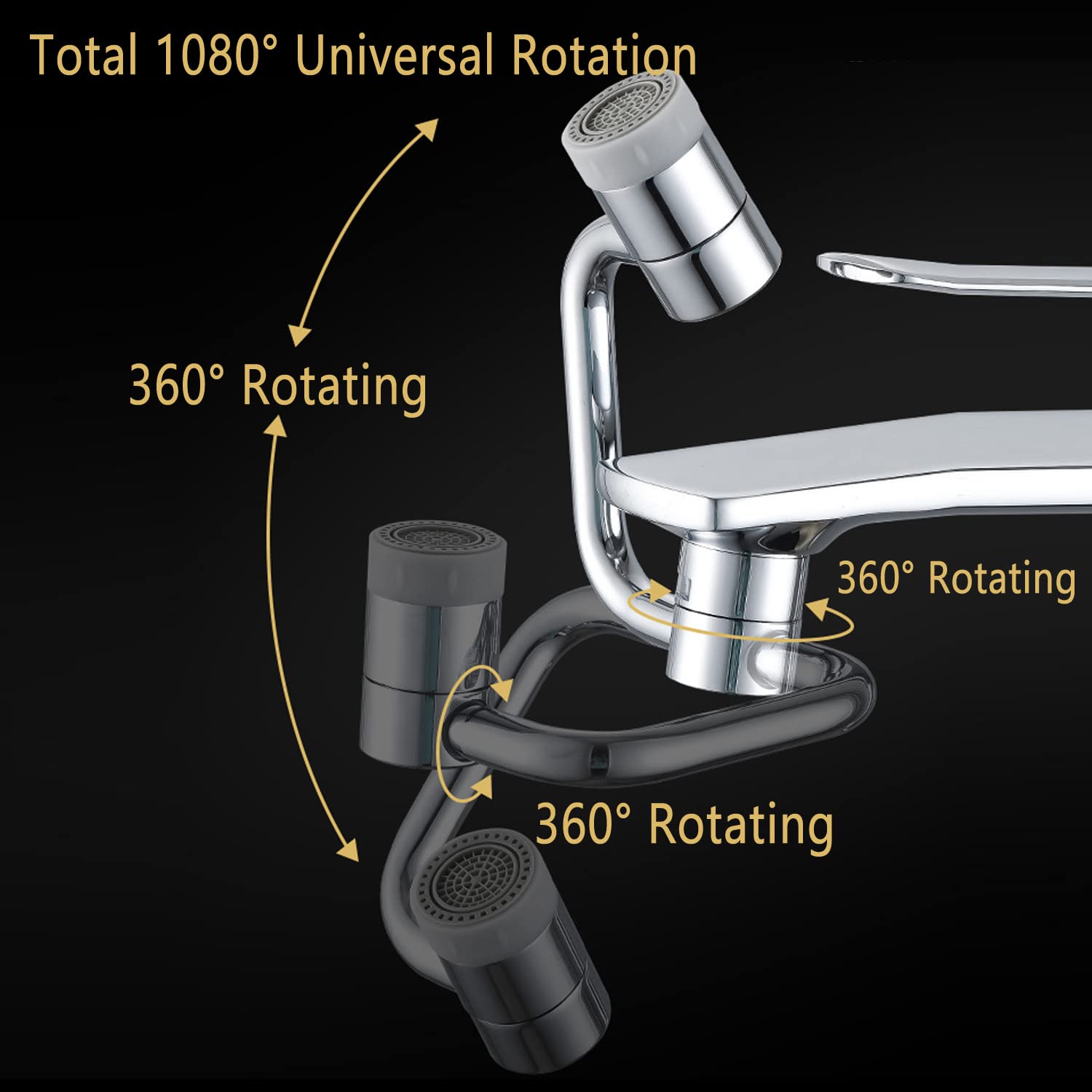 Rotating Faucet Aerator - 1080° Swivel & 2 Flow Modes -4