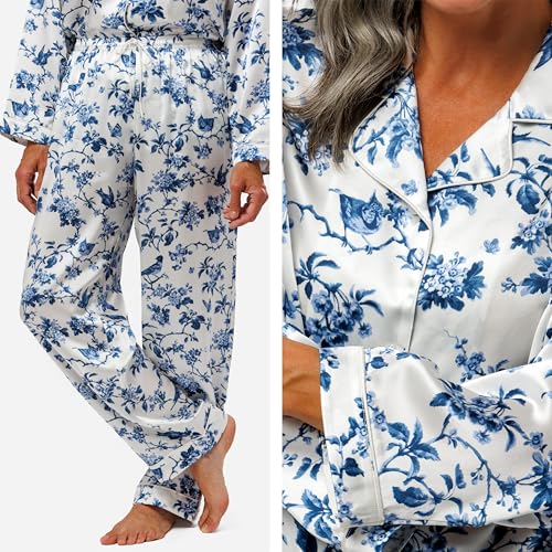 Image of Fishers Finery Women's 100% Mulberry Silk Long Pajama Set with Gift Box