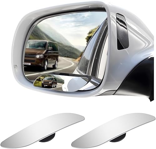 AICEL Espejo de coche de punto ciego, paquete de 2 espejos retrovisores convexos ajustables de 360, espejo lateral rectangular sin marco de vidrio