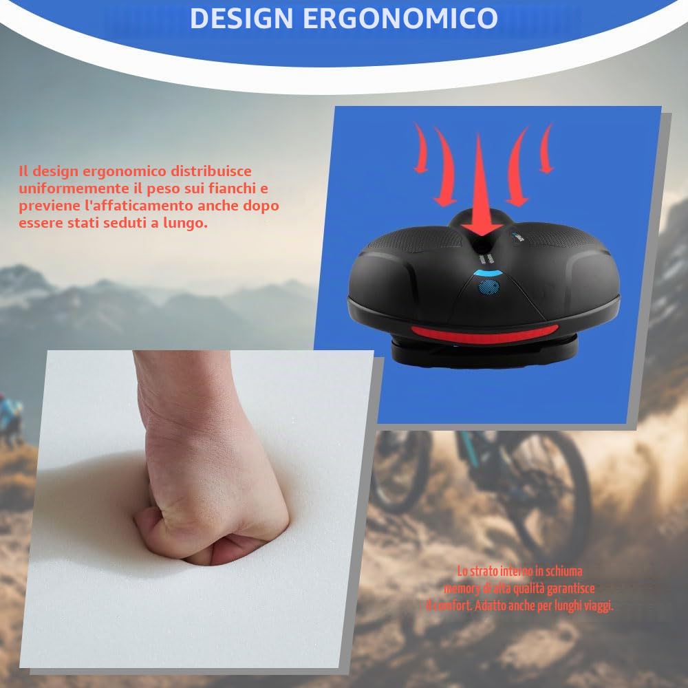 Comoda sella ergonomica per bicicletta da uomo e da donna