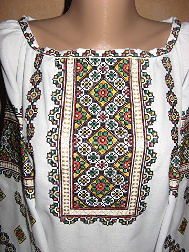 Embroidered Shirt Vyshyvanka Ukrainian Traditional Women's Embroidery. Folk Sorochka Vyshyvanka (L) White #TOP2