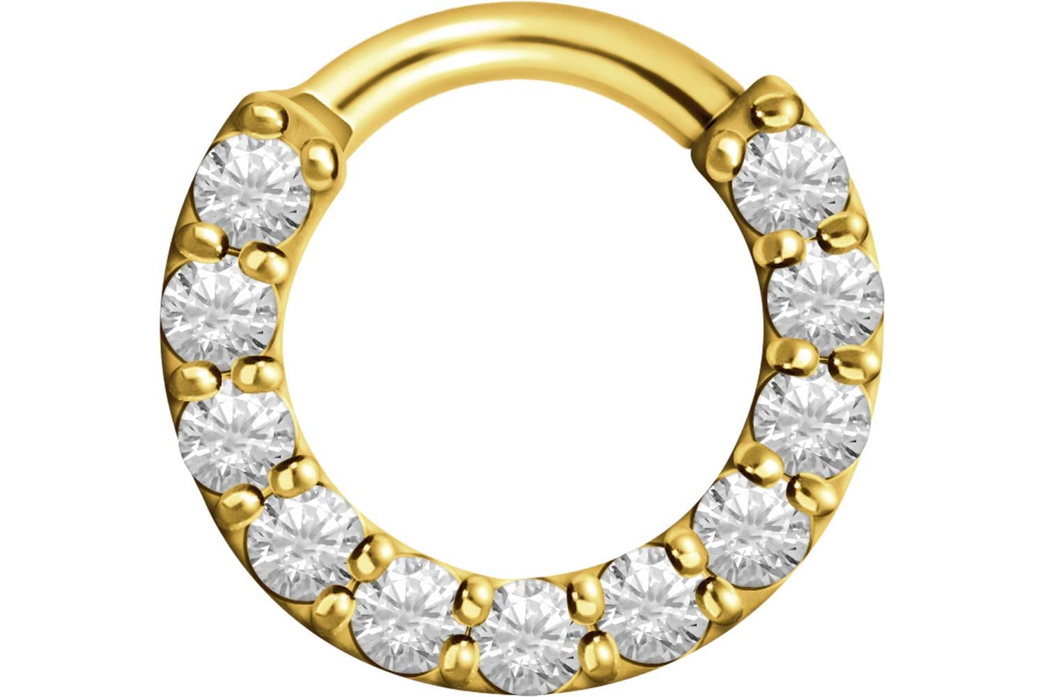 PIERCINGLINE 750er Gold Segmentring Clicker | 18 KARAT | KRISTALLE | Piercing Ring Nase Septum Ohr Helix | Farb & Größenauswahl