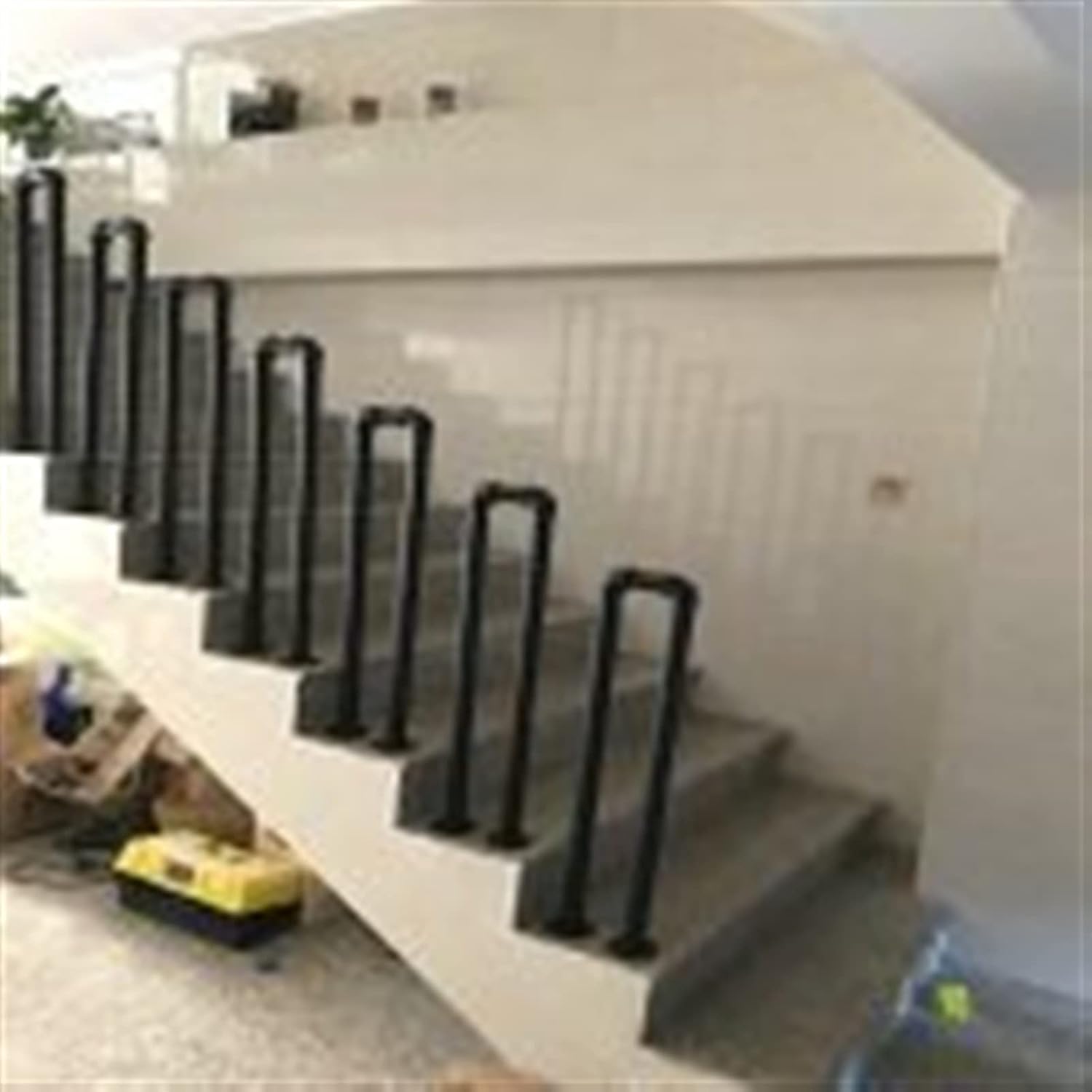 U-Shaped Stair Railing, for Outside Steps Or Indoor Staircase Handrail, Loft Garden Corridor Iron Banister, Porch Deck Hand Rail, Black (Size : 35cm)