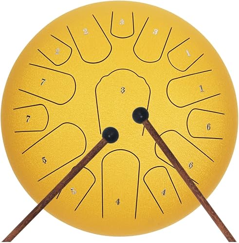 Miniatura 8 de Tambor de lengua de acero de 12 pulgadas, 15 notas, instrumentos musicales, instrumento de percusión de tambor de mano, con bolsa suave, libro de