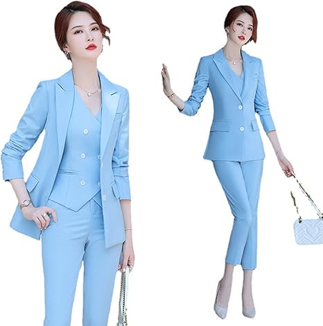Amazon Co Jp レディーススリーピーススーツ ビジネス用ブレザーベストパンツスーツセット フォーマルスーツセット スリムフィットジャケット スーツ Color B Size Large ファッション