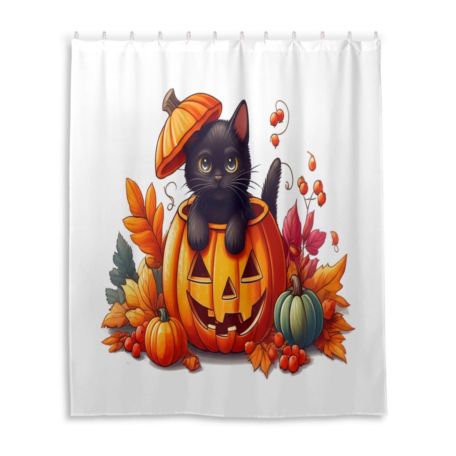 DUOBU Black Cat Shower Curtain Washable Waterproof Fabric Bath Curtain 60x72Inch Shower Curtains with Hooks for Bathroom Decor