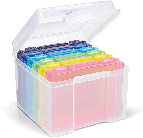 WRVCSS Caja de almacenamiento de fotos de 5 x 7 pulgadas, 6 fundas interiores sin ácidos, organizador de semillas y manualidades para tarjetas,