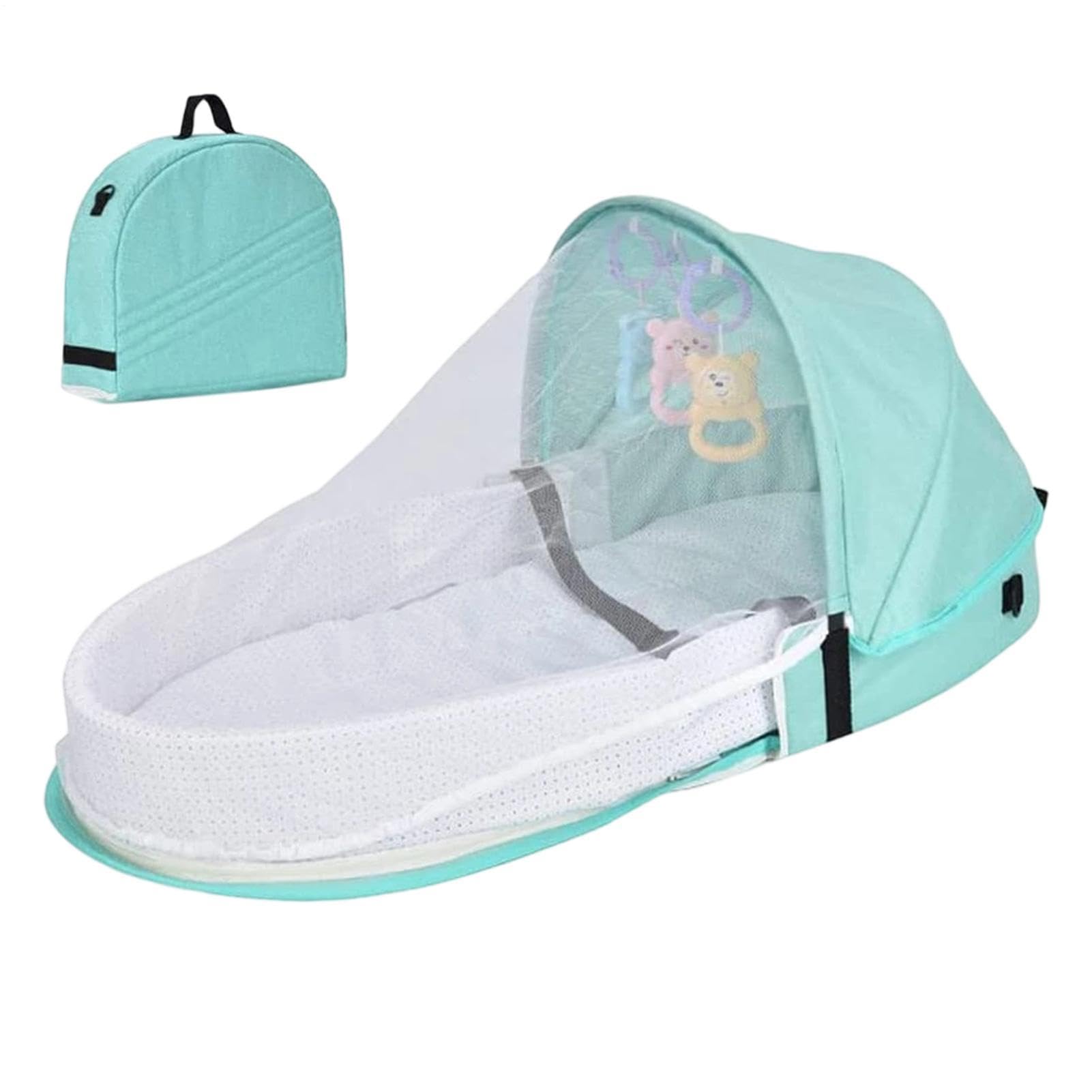 Portable Ba-by Travel Cot With Mo-squito Net & Sun Canopy