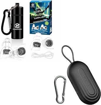 Hearprotek 2 Pairs High Fidelity Concert Ear Plugs, Earplug Cases, Portable Earplug Holder