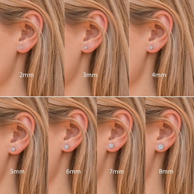 Titanium Earrings Push-in Threadless Flat Back Stud Earrings for Women Men, Cartilage Earring Hypoallergenic Cubic Zirconia Earrings Studs for Helix Tragus Piercing Jewelry - Image 5