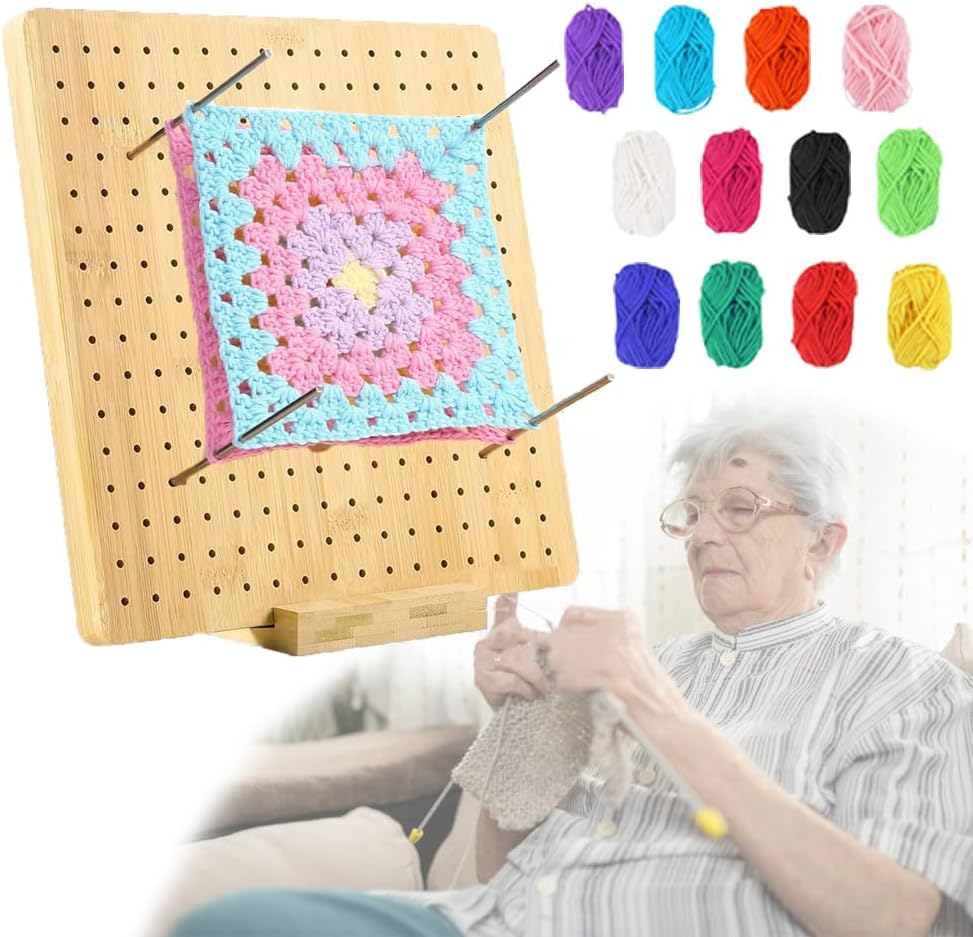 BEMAXYE Bamboo Wooden Blocking Board Kits for Knitting and Crochet, Ideal Gift Finger Exerciser for Mother, Grandma & Elderly (9.2")