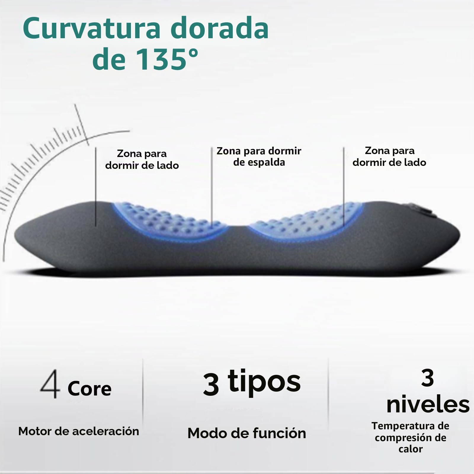 Masajeador de Espalda Smooth Triple Fusion con Calor, Tracción y Vibración 3 en 1 for Aliviar el Dolor de Ciática y Lumbar, Soporte Lumbar Ergonómico(Gray)