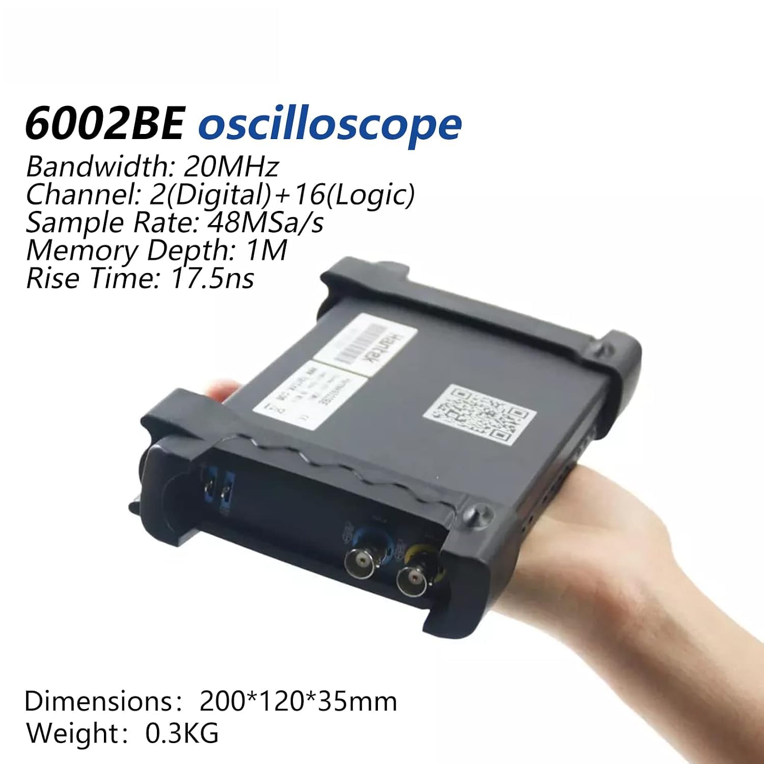 Hantek 6022BE Oscilloscope virtuel USB à stockage numérique avec bande passante de 20 MHz, oscilloscope portable à 2 canaux