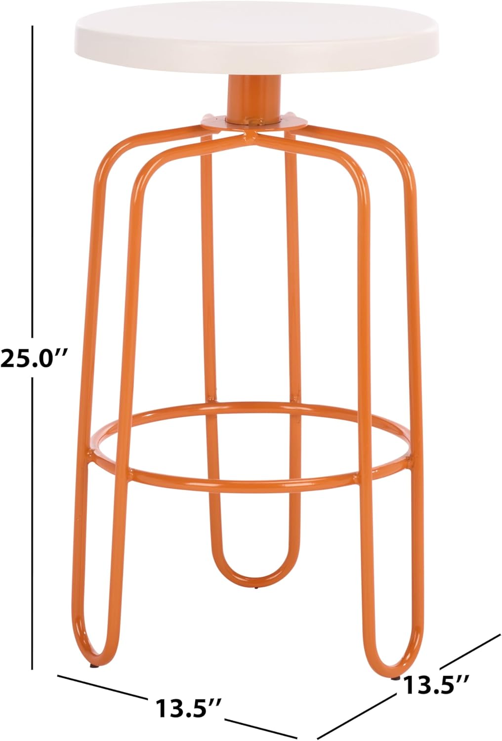 SAFAVIEH Home Collection – Osamu Cream & Orange 25-Inch Round Top Counter Stool, Modern Metal Base, Fully Assembled (FOX3257A)