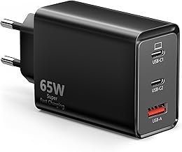 USB C Charger 65 W, 3 Ports, 2 USBC + 1 USBA, USB-C Power Supply PPS Fast Charger PD+QC Charger Compatible with Mac Book Pro/Air/iPad/iPhone12/13/14/15/16 Pro Max/Samsung Galaxy S22/S23/S24/Tablet