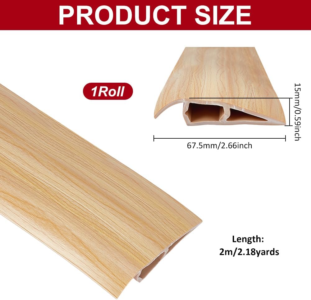 UNICRAFTALE 2M PVC Floor Transition Strip Self Adhesive Carpet Transion Strip Light Yellow Threshold Strips Carpet Edge Trim Strips for Laminate Floor Tile Doorway Width 6.75cm