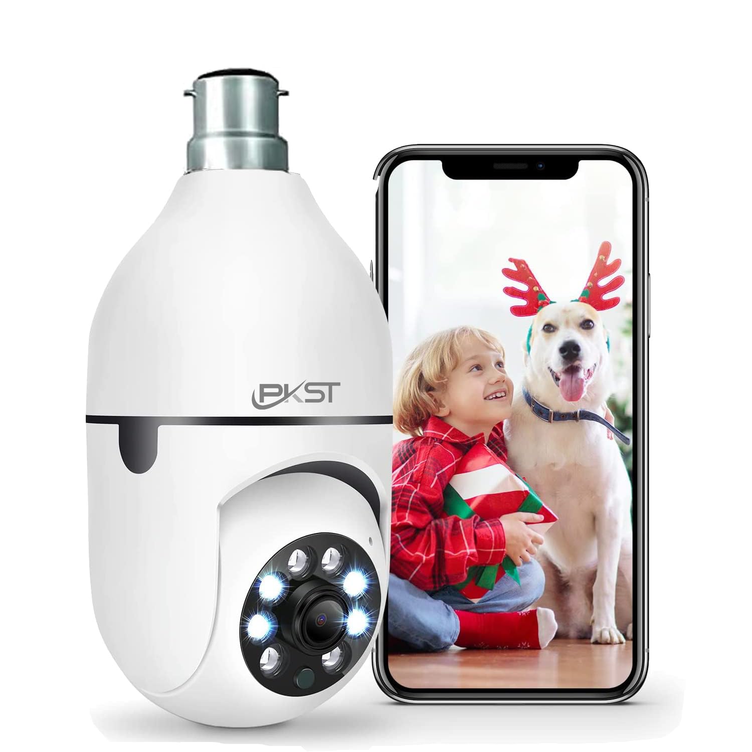 PKST 1080p HD Bulb Light Wireless IP Camera,Fish Eye 360 Degree Panoramic Mini Lamp IR CCTV Indoor Home Security Camera, Motion Detection, Ptz Camera (Cloud Camera) White (Light Blub) (B0CJ7397VS) Amazon Price History, Amazon Price Tracker