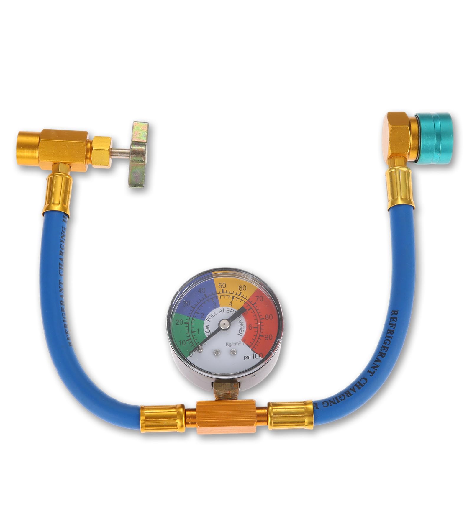 Aupoko R1234YF R1234YF - Kit per tubo di ricarica refrigerante Acme a sinistra per auto e casa A/C Refrigerant System R1234YF Low Side Quick Coupler e manometro per auto e casa A/C Refrigerant System