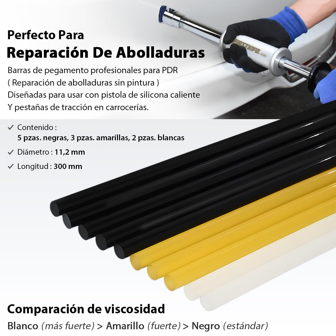 FIRSTINFO Extractor Neumático de Abolladuras Carrocería 3 Ventosas | Kit completo 20 pestañas+pegamento, válvula latón, 70-170 PSI, ideal granizo y bollos puerta, garantía 12 meses A1501EUY1