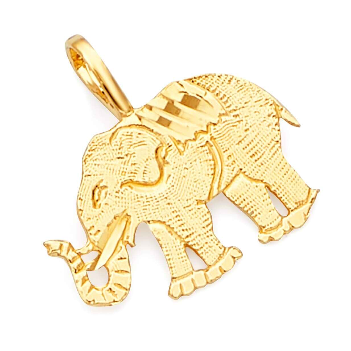 14k REAL Yellow Gold Elephant Charm Pendant